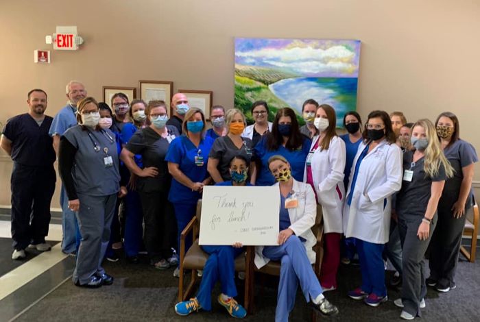 Coast Cardiovascular Associates employees say ‘Thank You’ to Plant Watson’s Community Connection chapter for providing lunch.