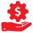 Hand holding a gear with money sign on it icon