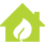 House with Leaf in Negative Space Icon