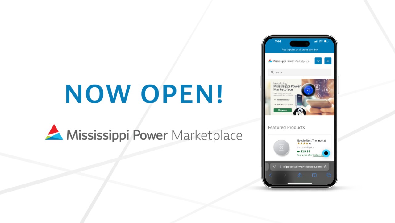 Image of Mississippi Power's Marketplace Landing Page on a Mobile Phone