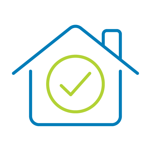 home with check mark icon