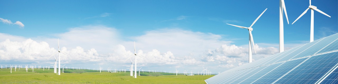 Solar panels and wind mills