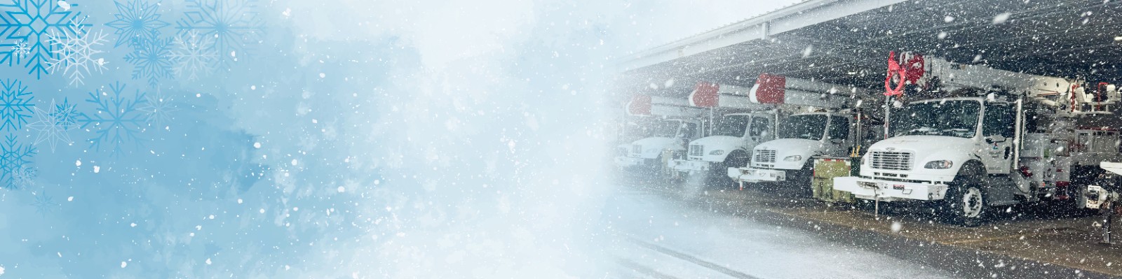 Mississippi Power Bucket Trucxks in Snow