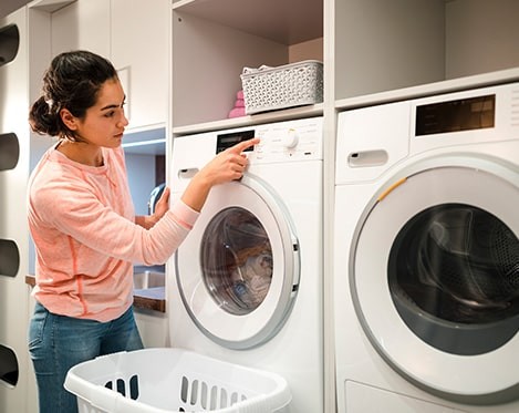 woman washing machine